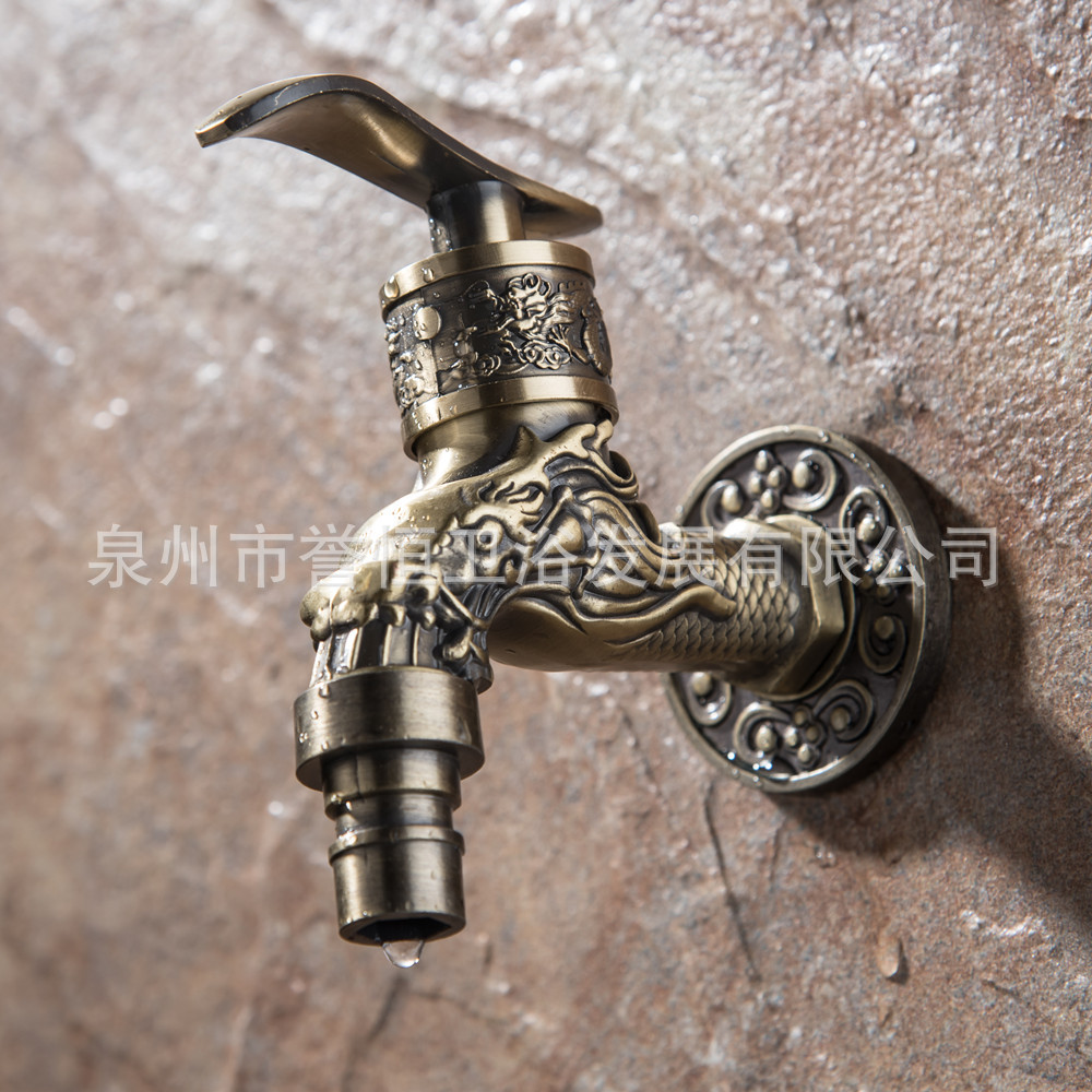 Cross-border antique antique copper-zinc alloy vintage faucet, wall-mounted washing machine mop, sink faucet details Picture