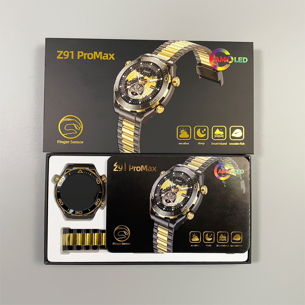 The cross-border bestseller Z91 PROMAX smartwatch features Bluetooth calls, local music, and an AMOLED outdoor sports watch Specification drawing