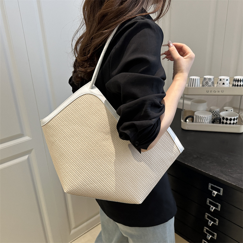 Women's 2025 new style high-end fashion single-shoulder hand-carry crossbody bag for going out to work straw tote bag Specification drawing