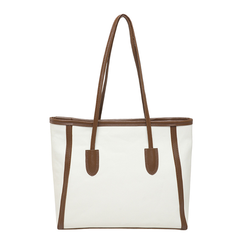 Fashionable retro color-blocking tote bag for women, Spring 2025 new style, large-capacity single-shoulder bag, trendy underarm bag Item Picture