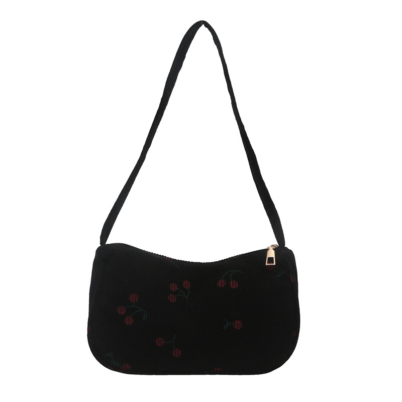 Simple and sweet canvas single-shoulder bag for women, new autumn 2024 style, fresh and clean women's bag, fashionable striped fleece underarm bag Item Picture