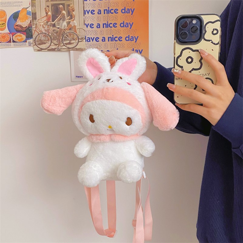 Cartoon plush toy backpack, cute Sanrio Kuromi children's doll, claw machine doll, direct sales version Specification drawing