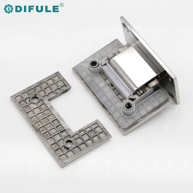 Factory direct sales of stainless steel glass clamps, hotel shower room accessories, glass hinges, 90-degree square double-sided bathroom clamps Specification drawing
