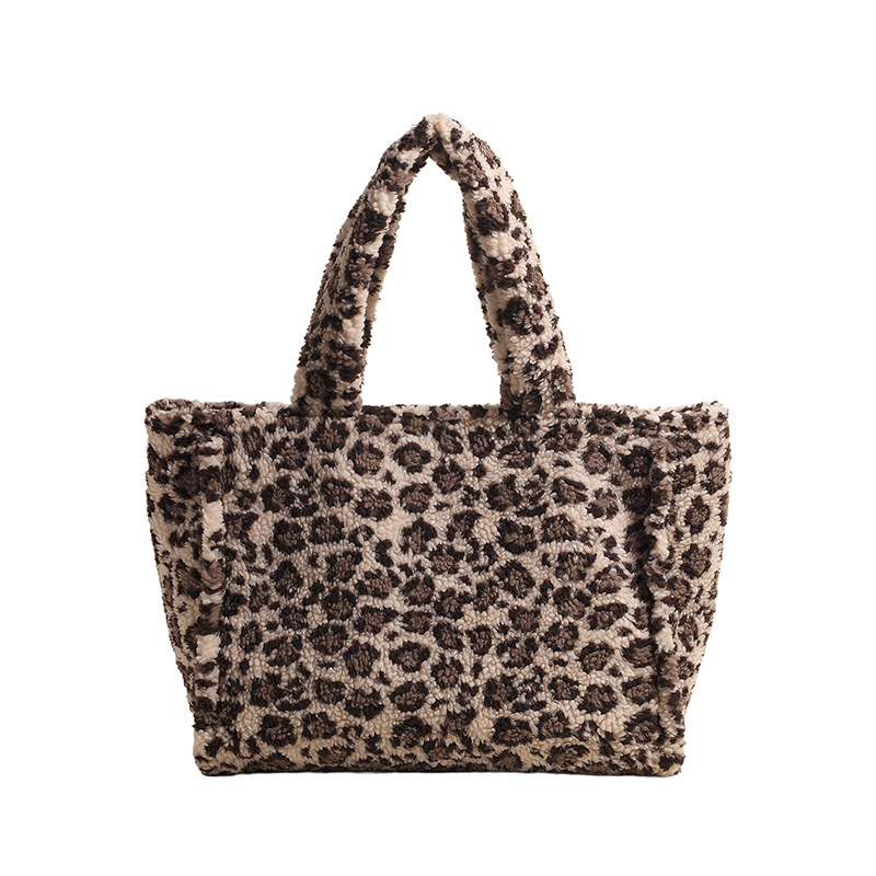 Fluffy women's 2024 new style trendy and versatile leopard print shoulder bag, large-capacity commuting underarm tote bag Item Picture