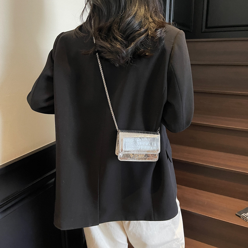 Fashionable and simple women's chain trendy small square bag 2025 summer casual crossbody bag New stylish single-shoulder bag Specification drawing