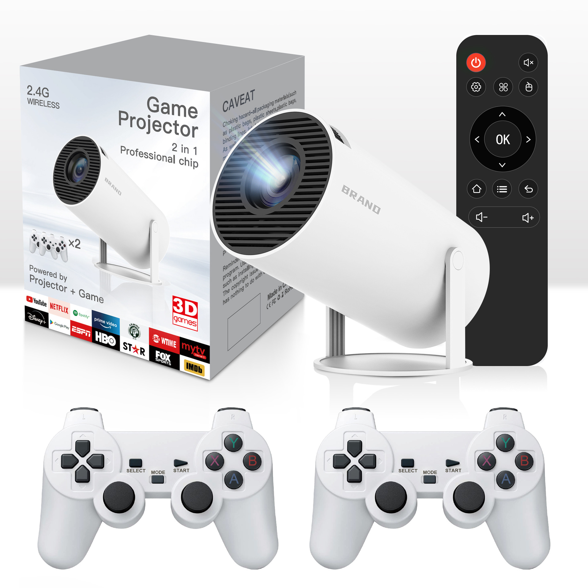 Cross-border foreign trade M300PRO gamepad projector, a new high-definition portable screen projection cannon projector for home use full figure