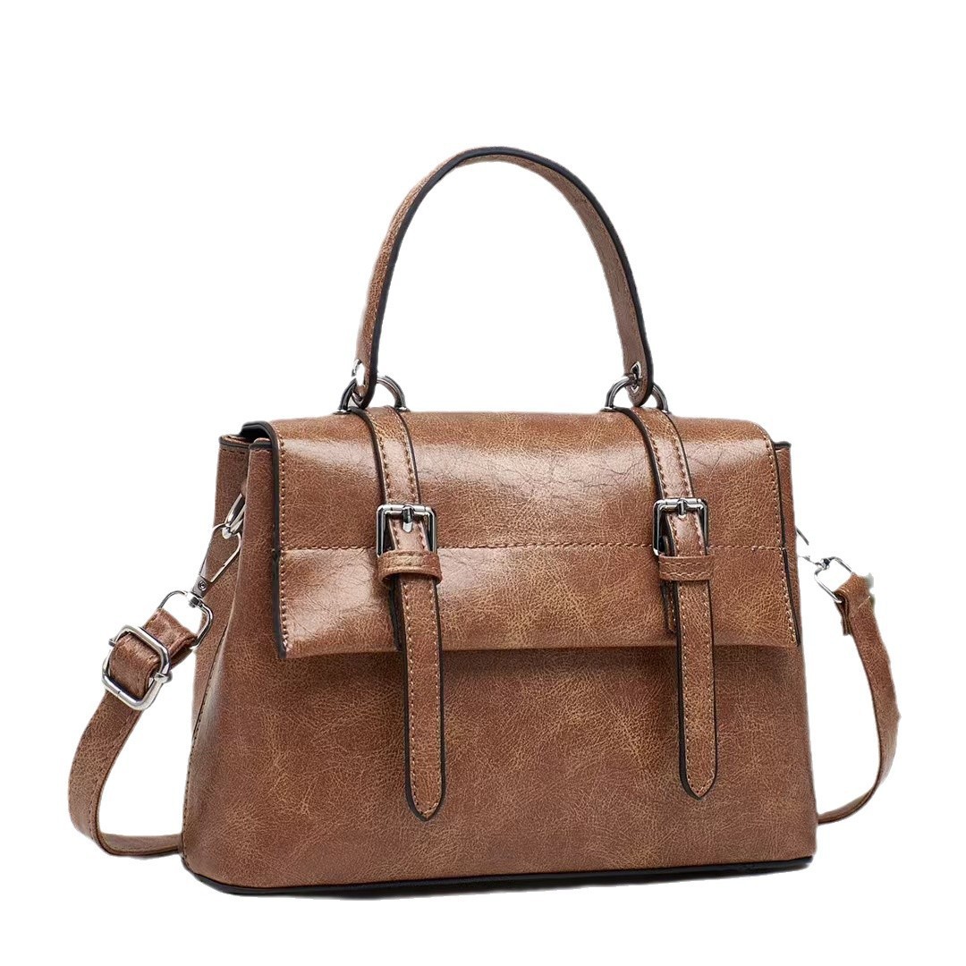 Retro college-style handbag, large-capacity cross-border messenger bag, high-end small square bag, trendy new commuter women's bag Item Picture