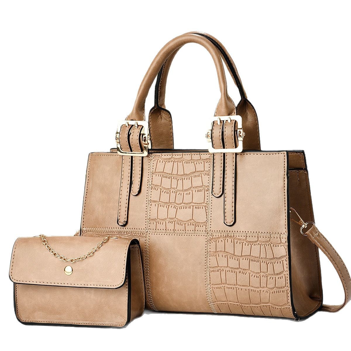 The new checkered stone pattern mother-and-child bag is fashionable and versatile, with a high level of appearance. It is a cross-border trend single-shoulder crossbody bag Item Picture