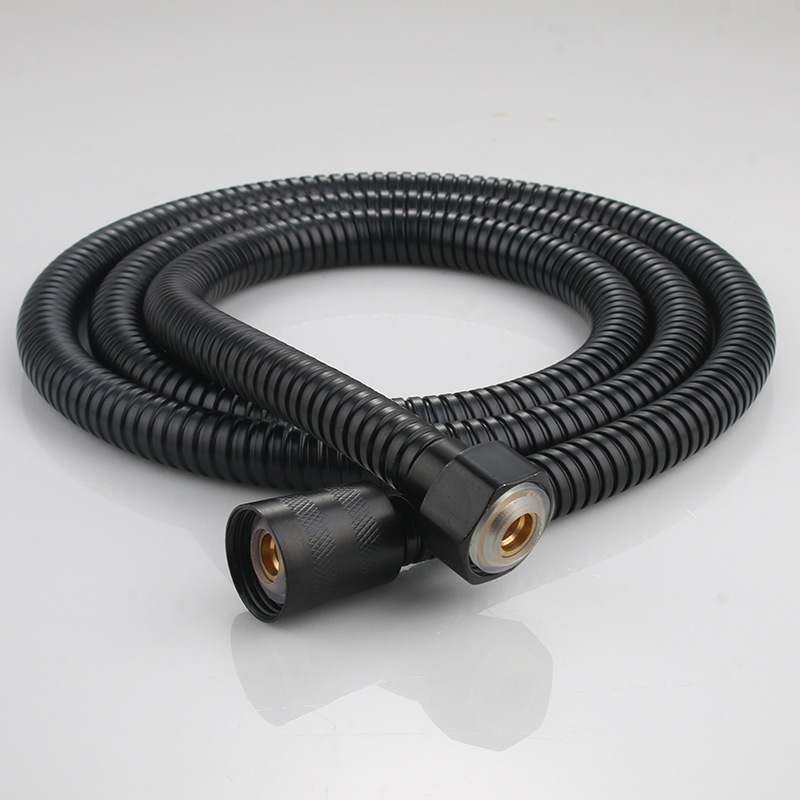 Black stainless steel shower hose with baked paint, electroplated densification tube, shower head, high-pressure metal anti-connection tube full figure
