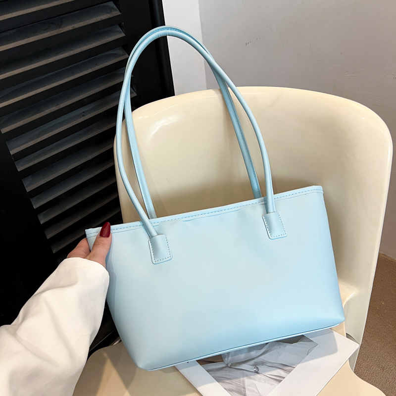 Cross-border trendy large-capacity soft-faced tote bag for women, multi-functional class and grocery shopping bag, hand-held bucket bag full figure