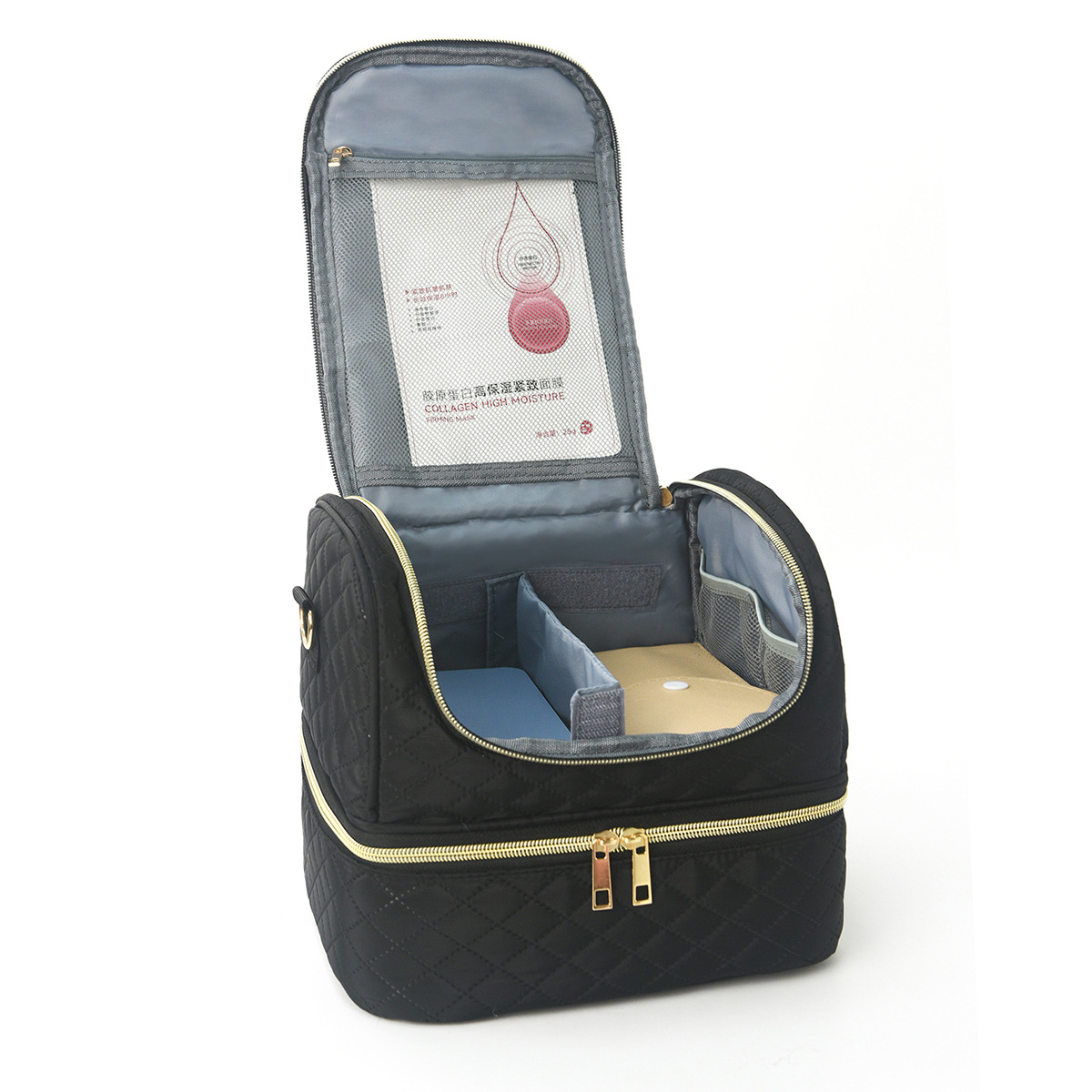 Feihong Cross-border Storage Makeup Bag: Large capacity, high appearance level, portable toiletries bag, makeup bag, nail polish storage bag Specification drawing