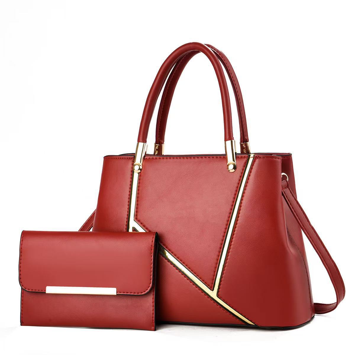 The new 2025 spliced women's bag, a large-capacity handbag for women, is a single-shoulder crossbody bag for mom Specification drawing