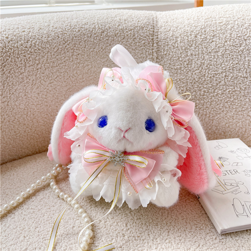 lolita Bucket Rabbit Bag, Lolita ear-hanging Rabbit Bow doll, single-shoulder crossbody bag, a cute gift for young girls Application Scenario