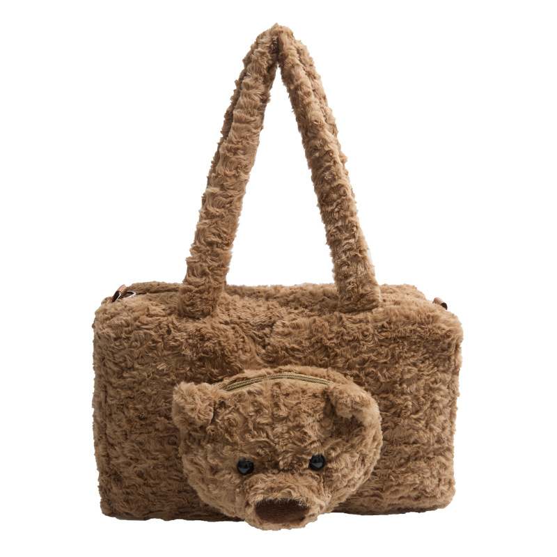 Commuter large-capacity furry bag for women 2024 new style, high-end and versatile single-shoulder crossbody bag, furry tote bag Item Picture