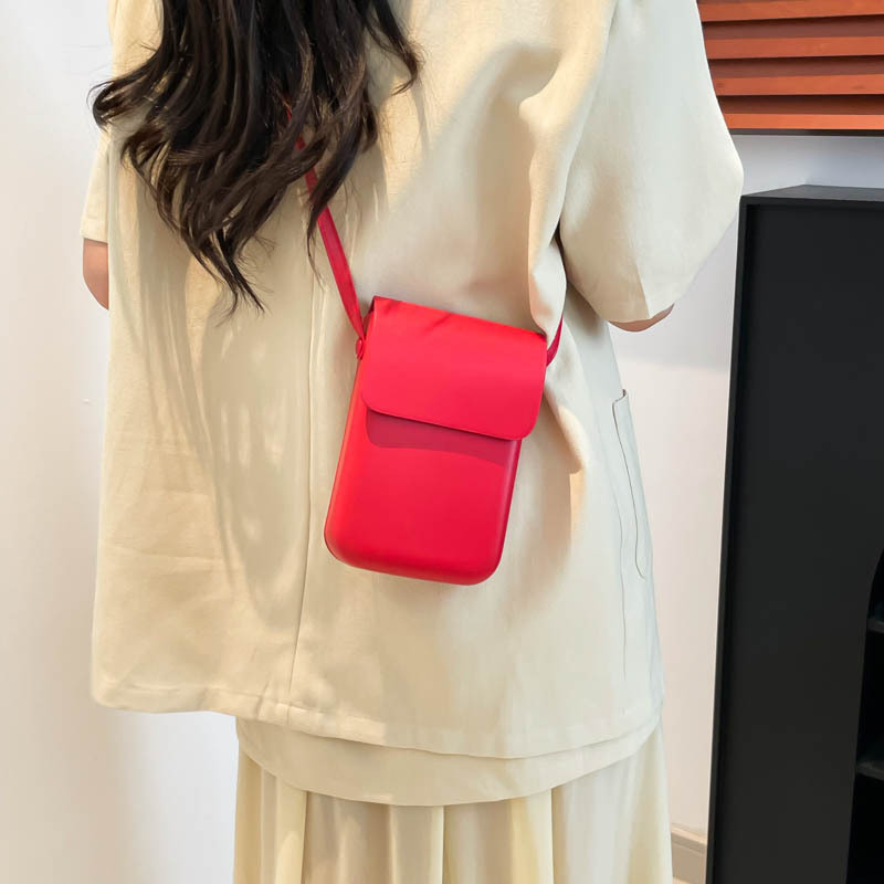 2025 Cross-border new press case mobile phone bag, solid color, simple and high-end, single-shoulder crossbody small square bag, fashionable and versatile women's bag details Picture