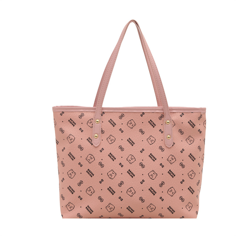 Fashionable large-capacity women's bag 2025 new style, stylish, casual and trendy hand-held large bag, printed single-shoulder tote large bag Item Picture