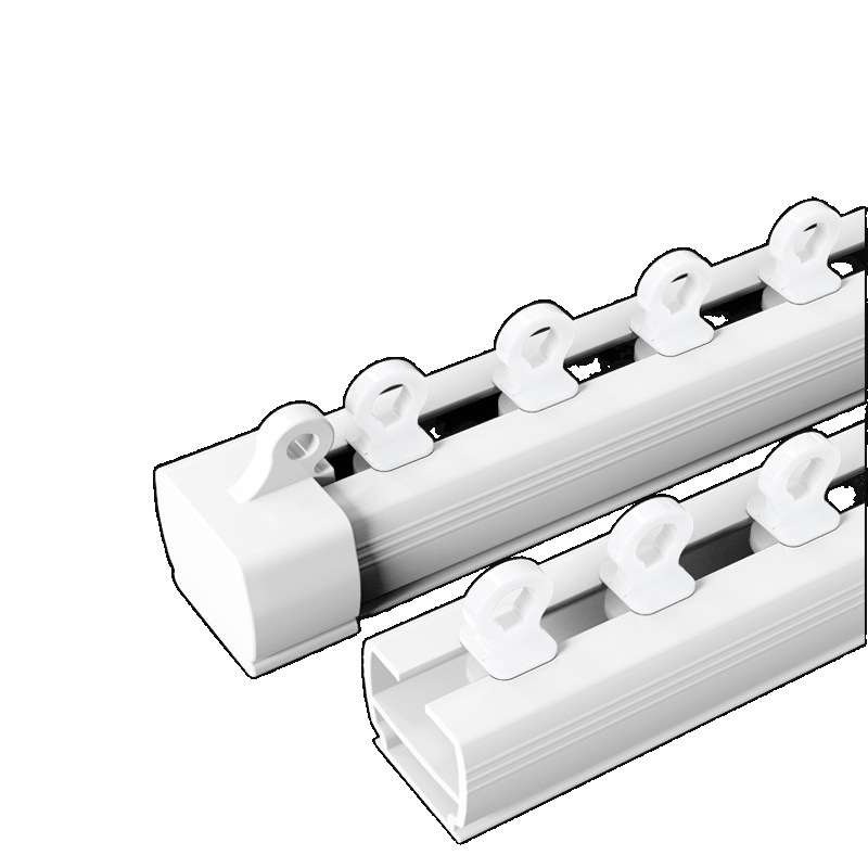 Silent nano curtain track, straight track, smooth slide rail, pulley, single track, double track, top and side thickened guide rail, dormitory Item Picture