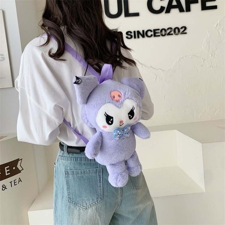 New plush backpack, pink cartoon parent-child crossbody bag, Little Fox Kuromi plush bag, cross-border wholesale Application Scenario