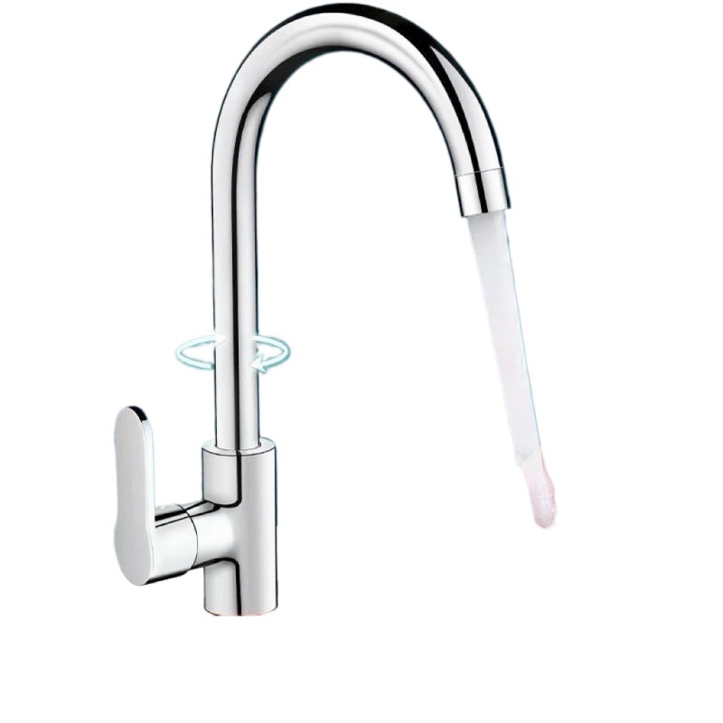 Kitchen faucet, cold and hot two-in-one head sink, sink, washing basin, all-copper single-cooling rotating household stainless steel Item Picture