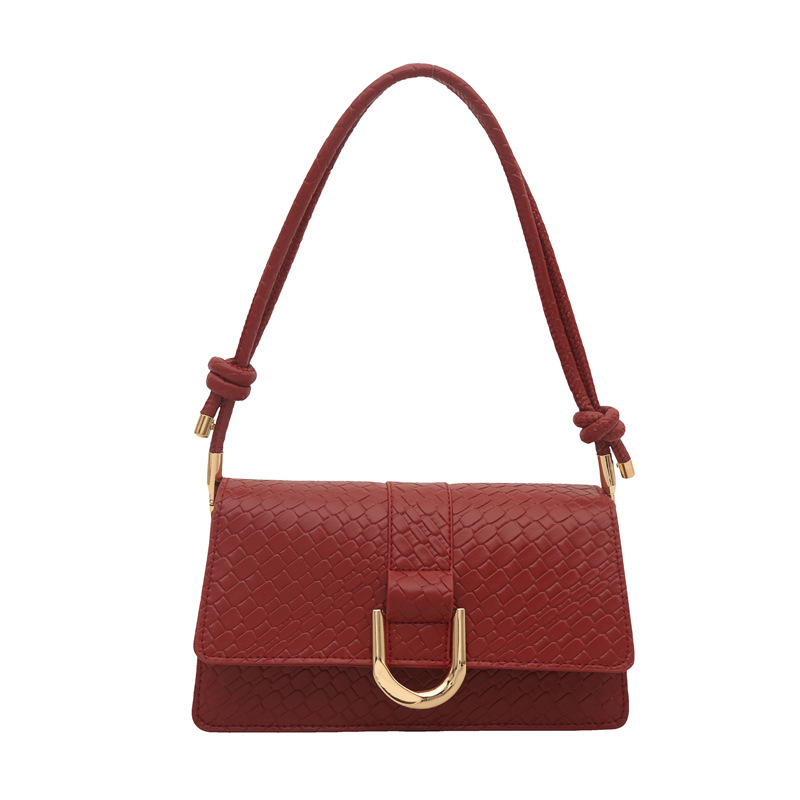 A new large-capacity, retro, fashionable and casual hand-held, single-shoulder baguette bag with a unique texture and woven pattern in 2025 Item Picture
