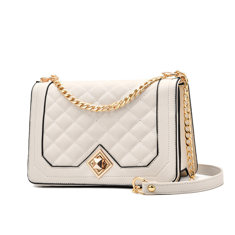 Xiaoxiangfeng diamond-shaped chain bag 2022 New Style fashionable women's bag, PU soft leather small square bag, women's single-shoulder crossbody bag full figure