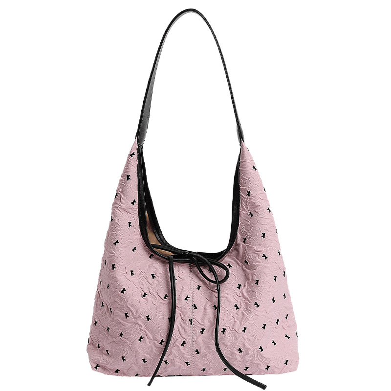 Trendy and fashionable bow pleated large-capacity underarm bag for women 2025 new style casual and simple commuting single-shoulder crossbody bag Item Picture