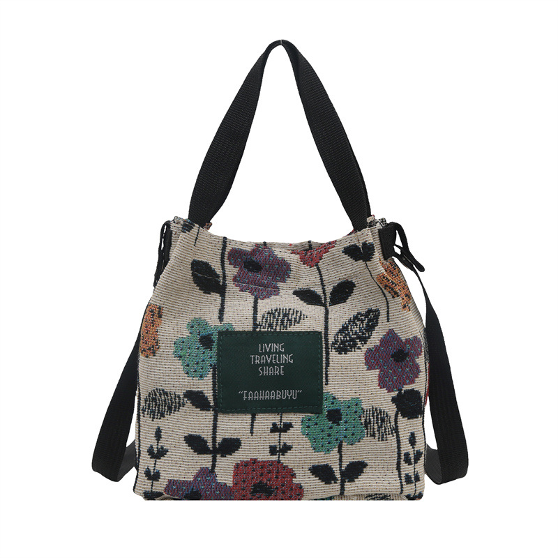 Retro forest-themed oil painter shoulder canvas bag, 2025 new style laid-back commuter women's bag, casual bag Item Picture