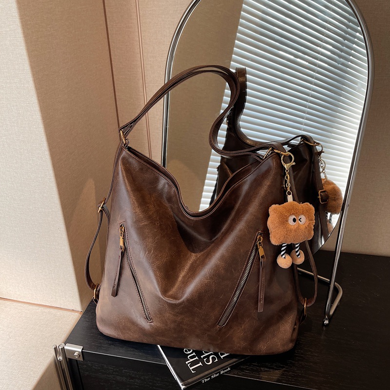 Retro commuter Tote bag for women, large capacity 2024 new style, fashionable single-shoulder crossbody multi-functional lightweight backpack details Picture
