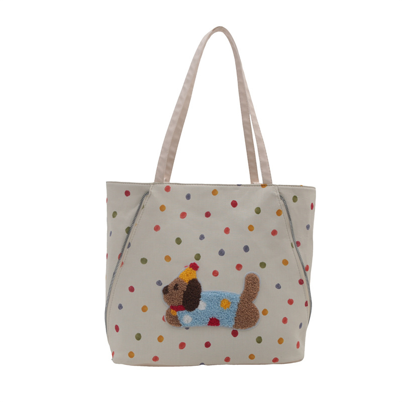 The new autumn Polka Dot Dog series is a high-end and fashionable backpack with a large capacity, simple and trendy, versatile women's bag and tote bag Item Picture