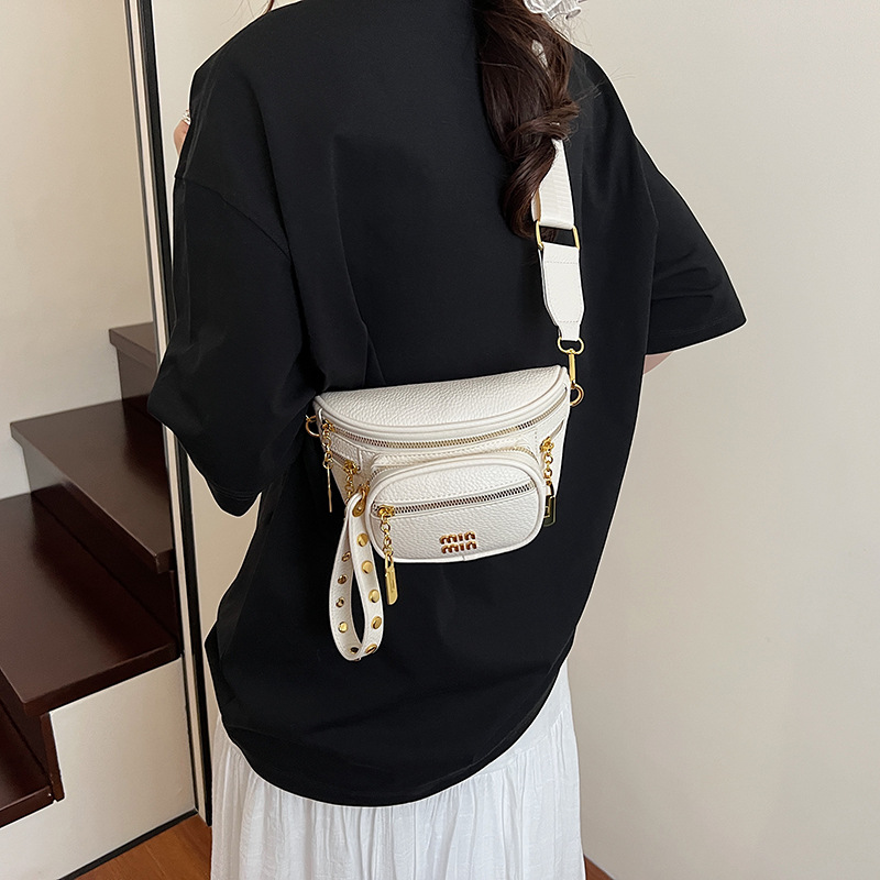 Cross-border Women's Bag 2025 New style fashionable chest bag, fashionable casual shoulder bag, high-end wide shoulder strap, versatile crossbody bag Specification drawing