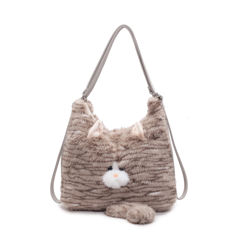 Fluffy women's 2024 new style single-shoulder bag, large-capacity backpack, multi-functional commuting crossbody bag Item Picture