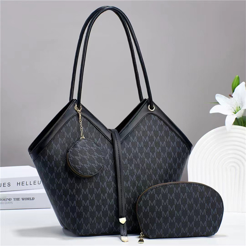 Three-piece set women's bag factory, fashionable and trendy women's bag, high-end sense, large capacity single-shoulder bag, crossbody bag, handbag women's bag details Picture