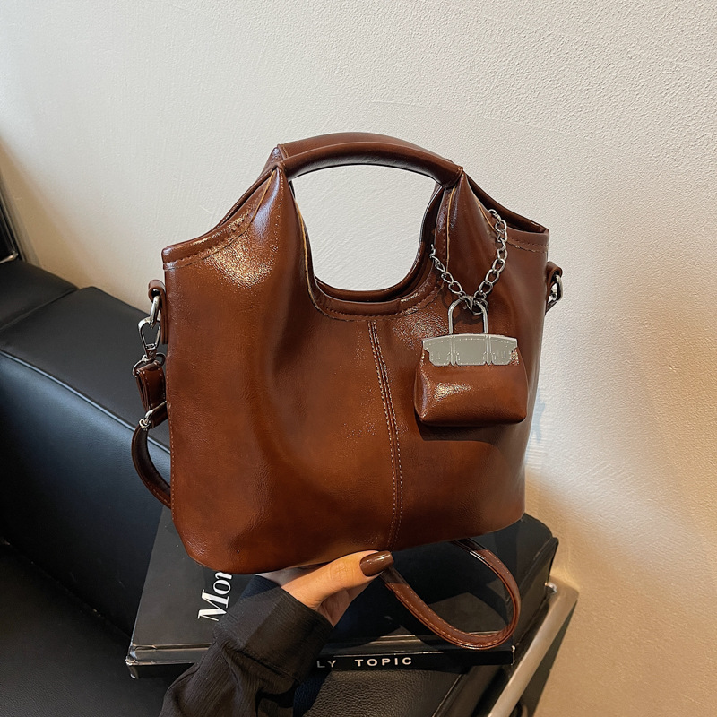 Hand-held bucket bag for women 2025 new style, trendy and casual, large capacity, retro and versatile, single-shoulder crossbody bag for women, mother and child bag Specification drawing