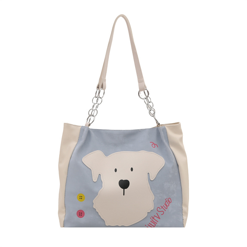 This is a new style of women's bag for 2025, featuring a fashionable and cute dog-patterned design. It's a single-shoulder crossbody bag and a literary bucket bag Item Picture