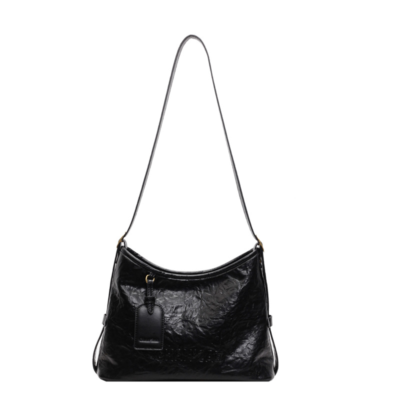 Retro and fashionable pleated bucket bag 2024 new style simple and casual single-shoulder bag Korean-style niche high-end crossbody bag Item Picture