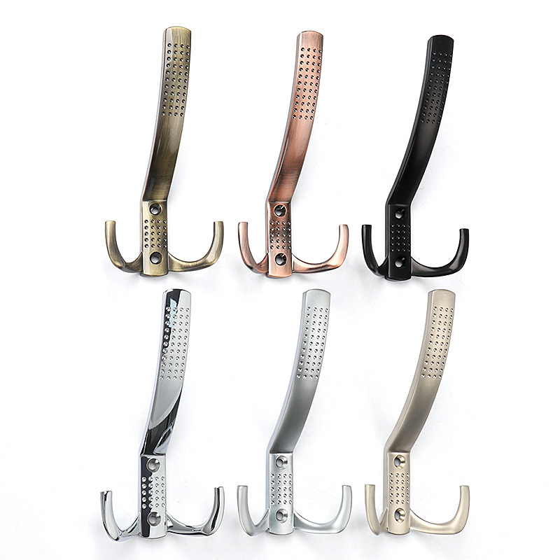 Zinc alloy metal coat hooks, three-coat hooks, door back wall coat and hat hooks, simple, antique and retro wall hooks Item Picture
