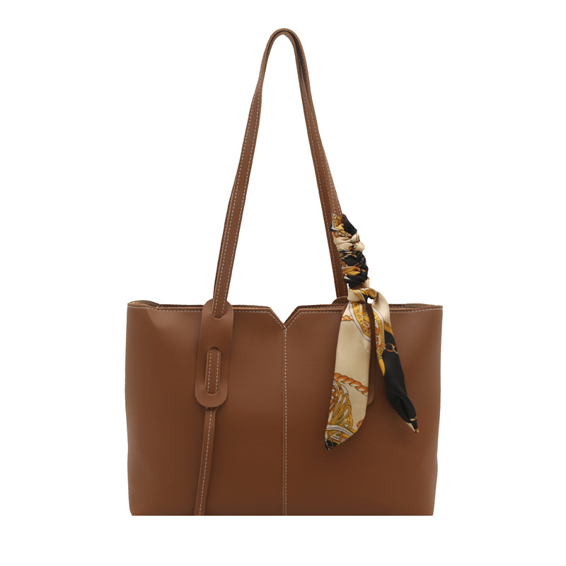 High-end silk scarf tote bag 2025 new large-capacity single-shoulder bag for commuting, fashionable and simple ladies' handbag Item Picture