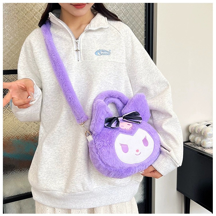 New Sanrio plush bag, cartoon and cute children's single-shoulder bag, claw machine doll, plush toy, casual handbag Application Scenario