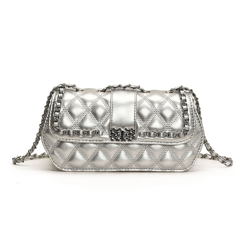 Diamond-shaped embroidered thread small bag for women, 2025 new style, fashionable and versatile chain crossbody bag, high-end quality, single-shoulder small square bag Item Picture