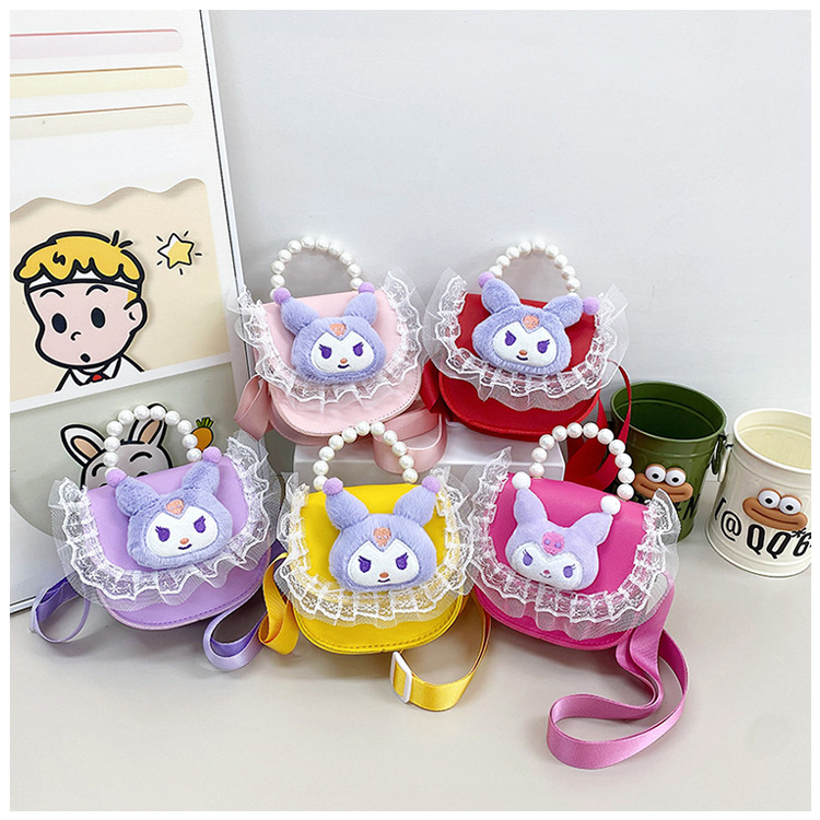 Wholesale 2024 new children's bags, women's pearl hand-held cardholder single-shoulder bag, Princess Kuromi cute crossbody bag full figure