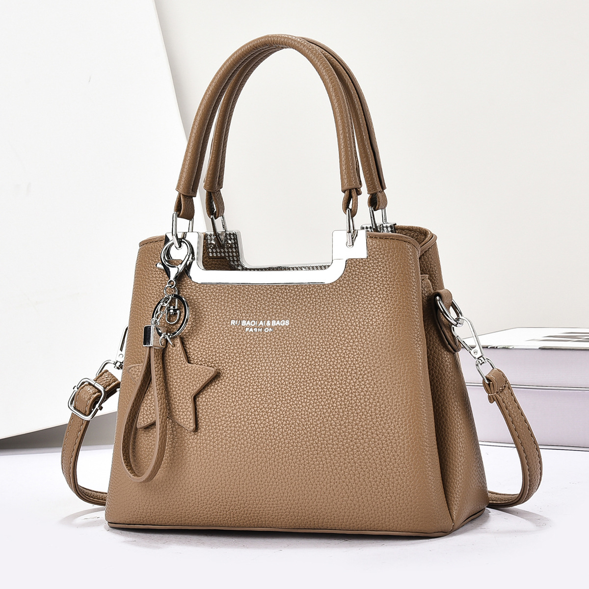 Cross-border foreign trade 2025 New Women's bag with lychee pattern crossbody single-shoulder large capacity for commuting single-shoulder hand-carry Specification drawing