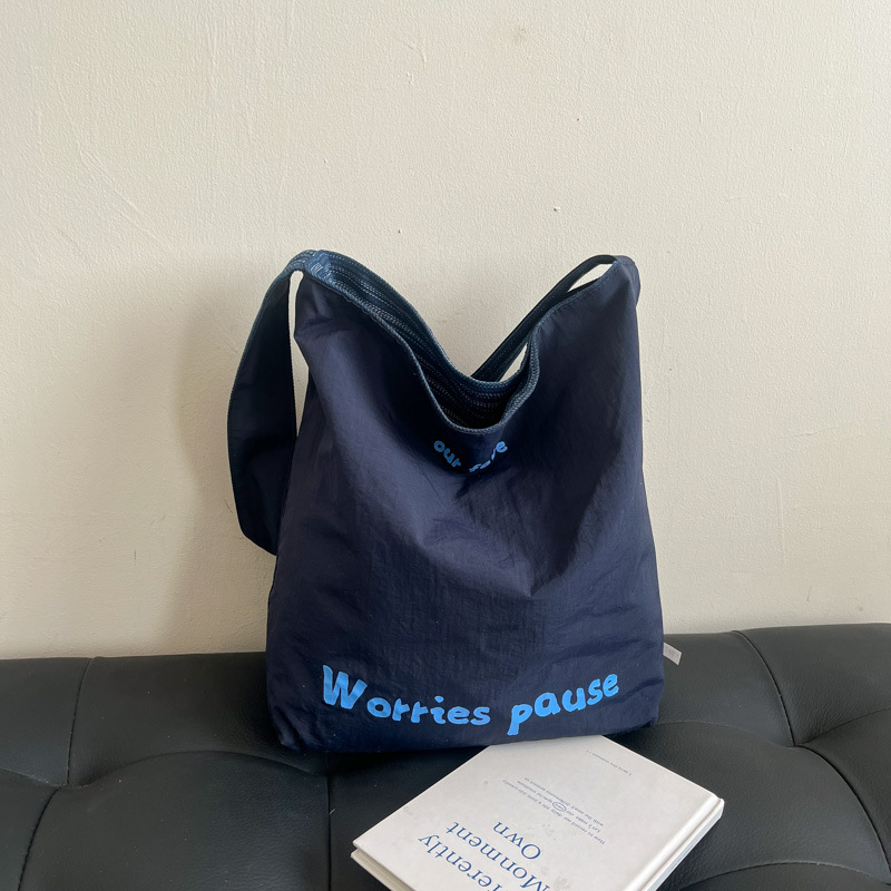2025 New denim bag, double-sided backpack with embroidery, Korean InS-style tote bag, casual single-shoulder large capacity bag Specification drawing
