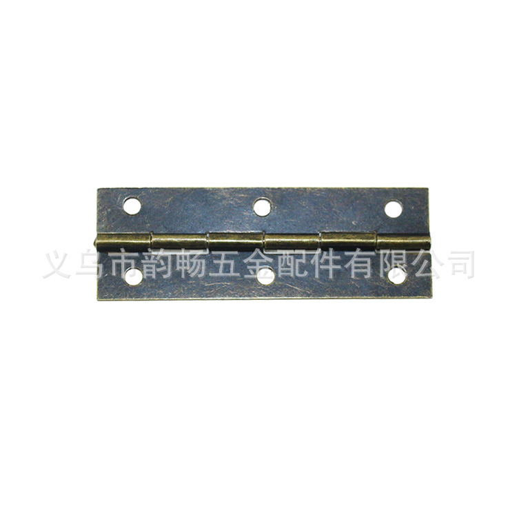 Packaging box, hardware flat hinges, ordinary hinges, copper-plated hinges, wooden box, gift box, packaging box hinges, 59*20MM Specification drawing