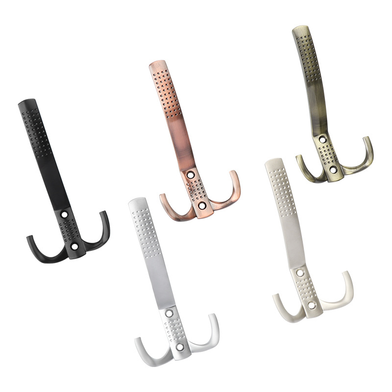 High-end household zinc alloy hook, perforated clothes hook, single hook, wall-mounted, antique black solid hook, coat hook Item Picture