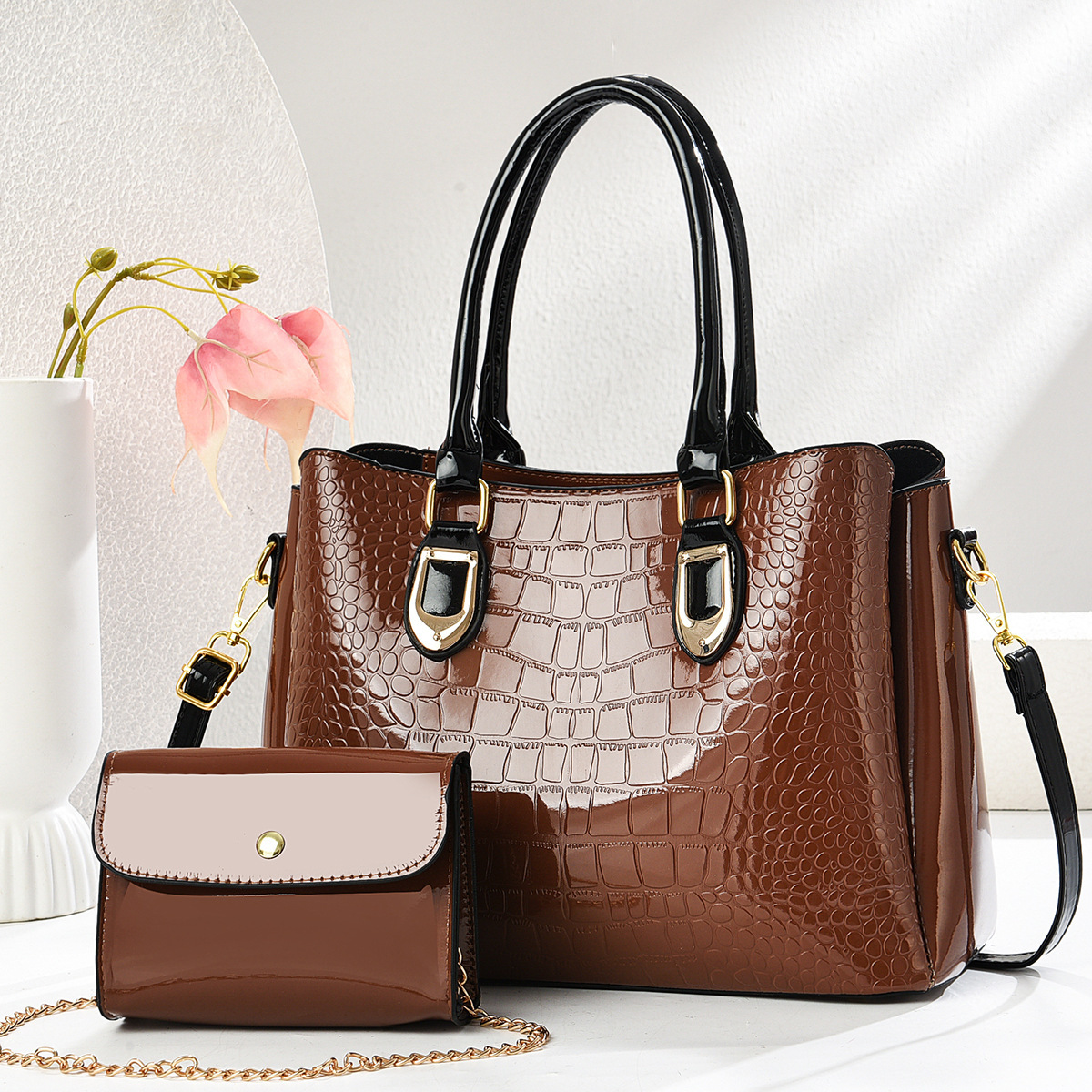 Two-piece set 2025 new style fashionable and trendy women's bag, high-end large-capacity single-shoulder bag, crossbody bag and handbag full figure