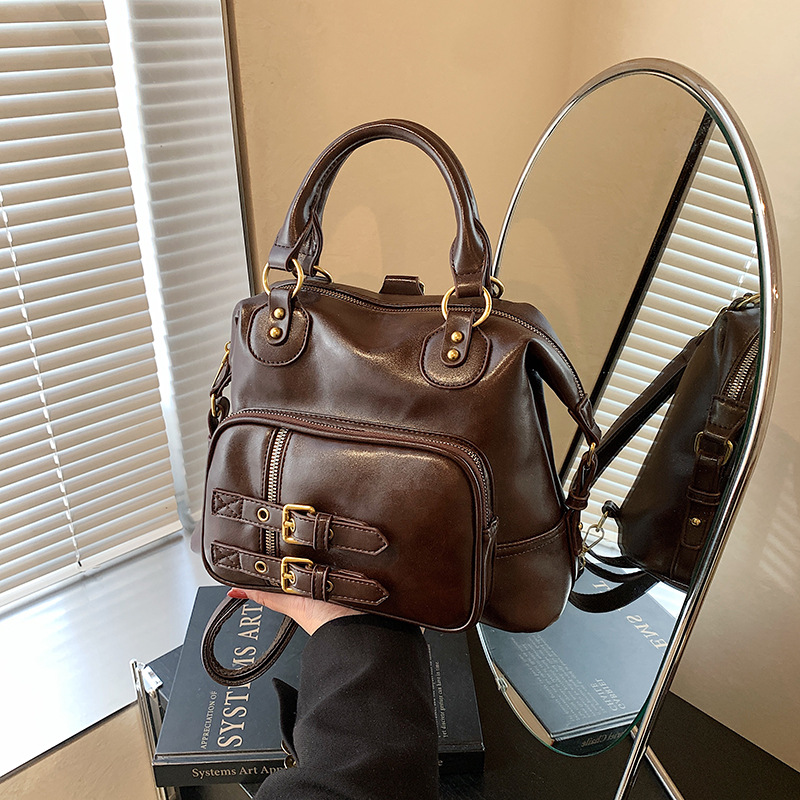 Retro backpack for women, fashionable and casual, large-capacity 2024 new hand-held Korean-style schoolbag, high-end travel backpack details Picture