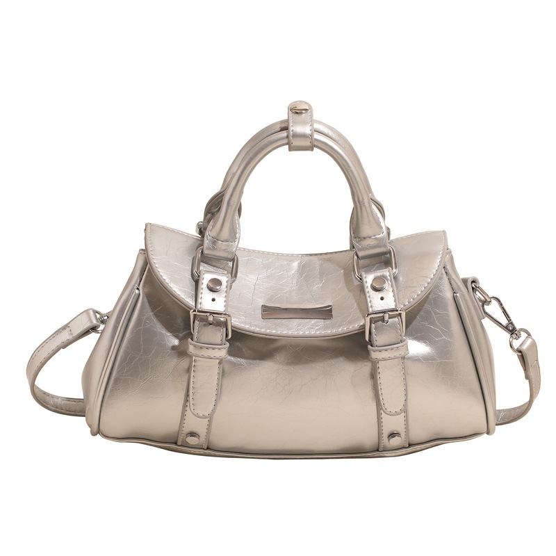 High-quality silver hand-held small bag for women, 2025 new style for work and commuting pillow bag, fashionable single-shoulder crossbody bag Item Picture
