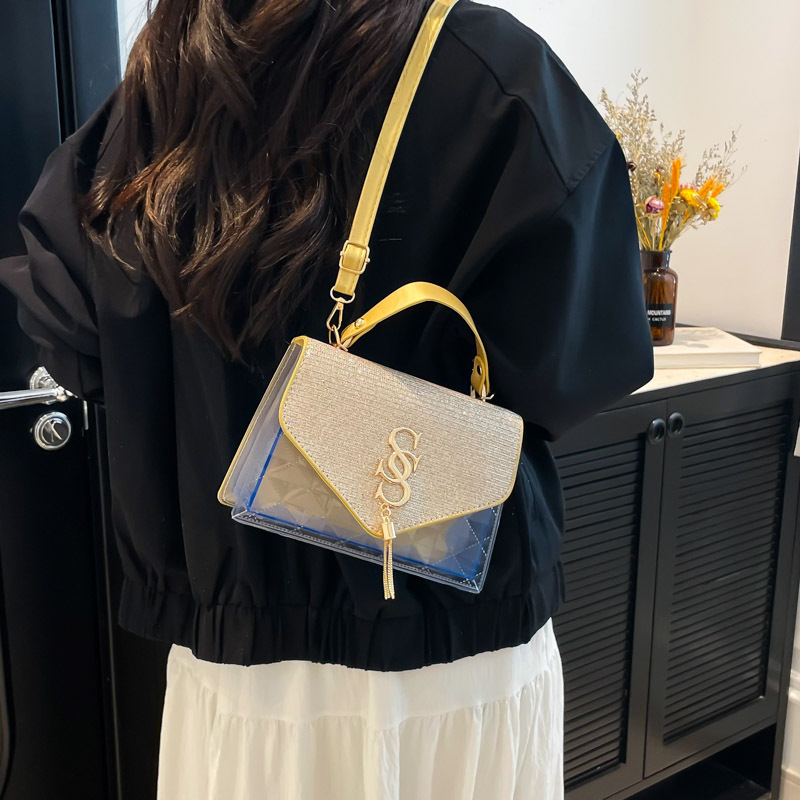 Trendy, simple and casual lettered hardware new fashion 2025 summer retro casual chain crossbody single-shoulder bag for women Specification drawing