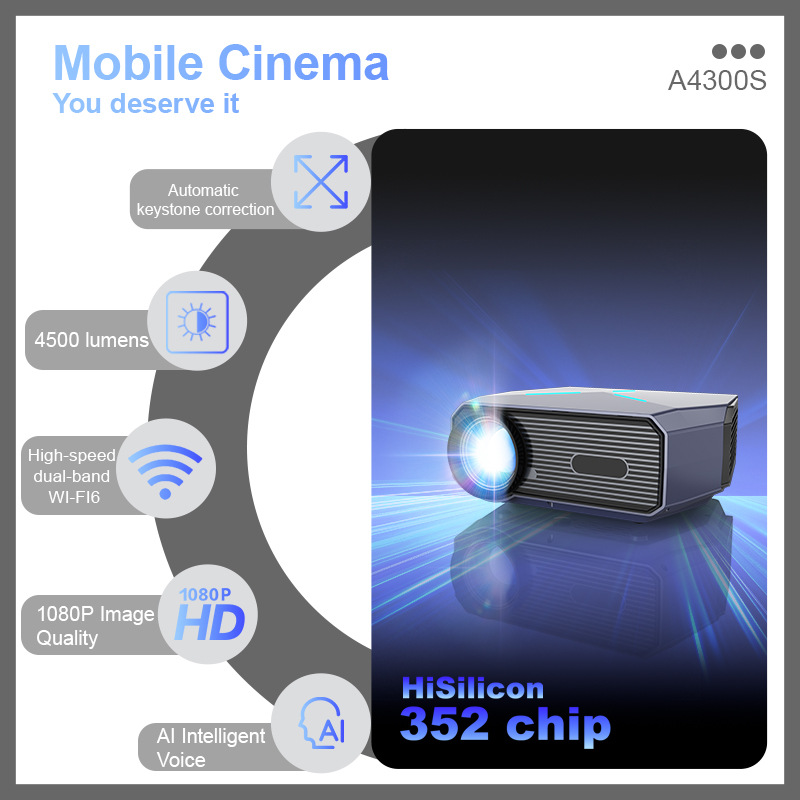 The new model of projector is suitable for home ultra-high-definition living room and bedroom without the need for a screen. It is an all-in-one TV for home office and meetings Specification drawing