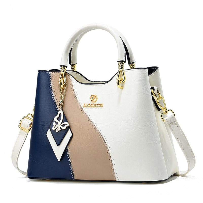 Color-blocked women's bag 2023 new style handbag, versatile and color-blocking large-capacity fashionable single-shoulder bag Item Picture